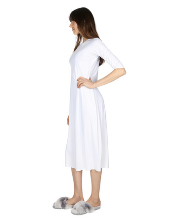 Me Moi CSP504-48 White Bonded 3/4 Sleeve Shell Dress 48" myselflingerie.com